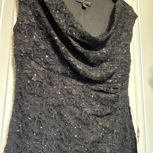 Connected Apparel Sequin-Lace-NWT-Lined Perfect "Little Black Dress"-Size 6 - Picture 2 of 14